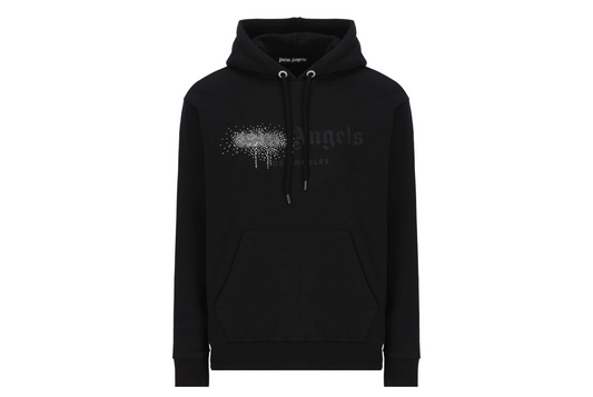 PALM ANGELS - FELPA CON CAPPUCCIO LOGO SPRAY GLITTER