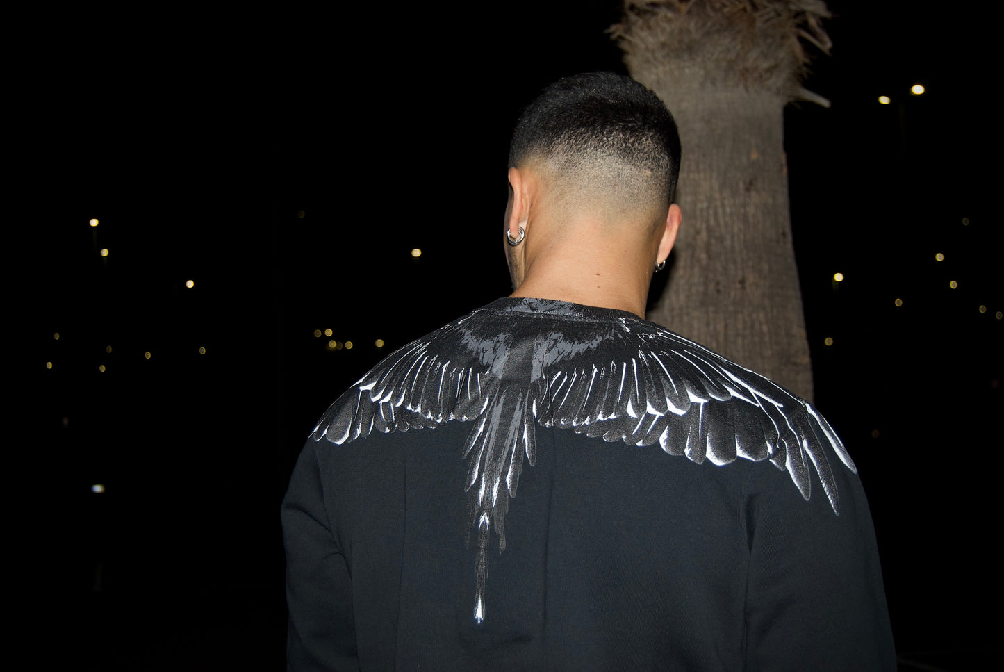 MARCELO BURLON COUNTY OF MILAN - FELPA WINGS GIROCOLLO CON STAMPA